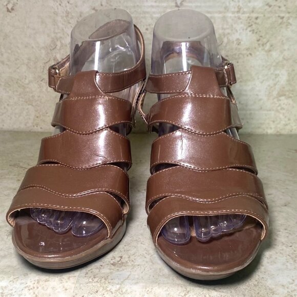 Naturalizer Brown Strappy Open-Toe Heeled Sandals Size 8.5 CottageCore Casual - Picture 2 of 11